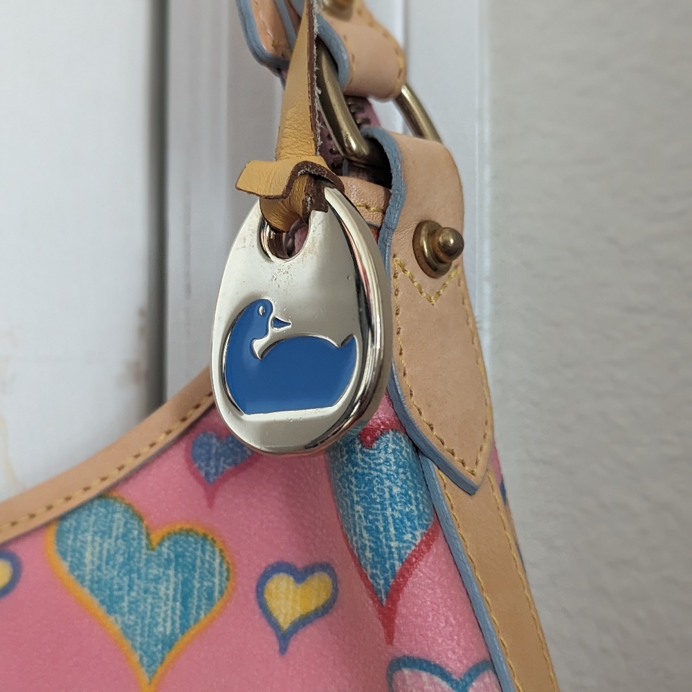 Vintage RARE pink multicolor hearts preloved Dooney & Bourke shoulder bag HTF - Picture 3 of 13